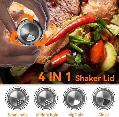 6PC Spinning Glass Spice Jars - 360° Rotating Spice Rack Organizer with Jars, Stainless Steel Revolving Seasoning Holder Jars for Countertop Cabinet Kitchen Spices Cruets