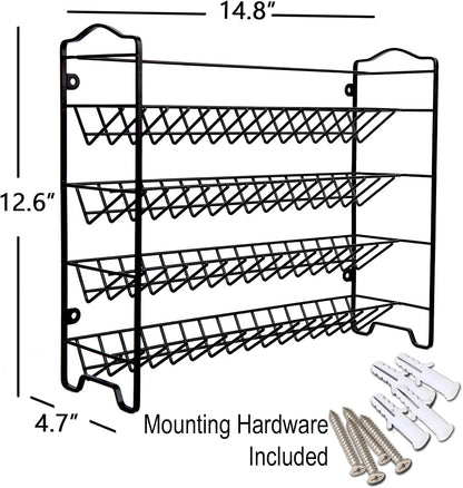 Spice Rack Organizer with 32 Glass Spice Jars and 396 Spice Labels | Chalk Marker, Funnel, 32 Pcs 4Oz Spice Bottles, 4 Tier Spice Organizer for Cabinet, Countertop, Cupboard or Wall Mount, Black